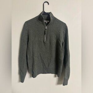 Alex Mill Superfine Merino Wool 1/2 Zip Sweater Olive Green Womens Size Large
